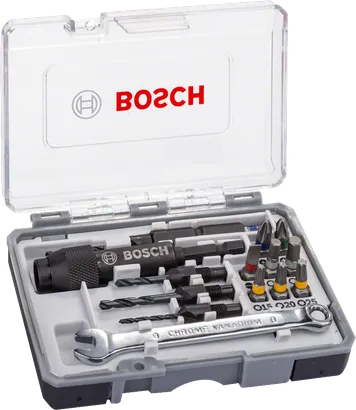 Juego de 20 puntas de destornillador Drill&Drive de Bosch en estuche.